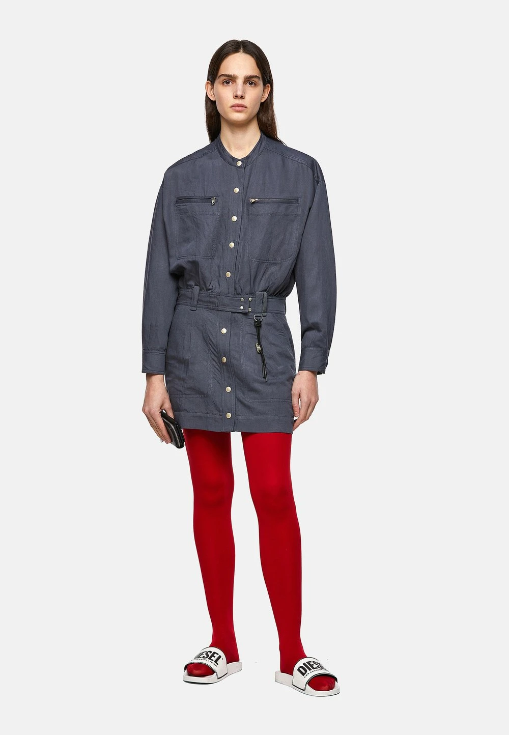 Diesel Prix Réduit D-ANGELICA - Robe chemise robes col mao femme 1 Diesel Prix Réduit D-ANGELICA - Robe chemise robes col mao femme