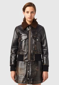 Rabais Diesel L TRACY - Veste en cuir vestes col contrastant femme