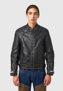 Qualité garantie 100% Diesel L TEAM - Veste en cuir vestes col officier homme