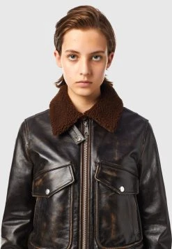 Rabais Diesel L TRACY - Veste en cuir vestes col contrastant femme -Boutique France Diesel 83637c6da5c04e83b6d1224123116f2d