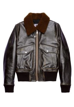 Rabais Diesel L TRACY - Veste en cuir vestes col contrastant femme -Boutique France Diesel c93192b109184128a8e4a1b420d41d2a