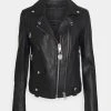Diesel L-LYFA - Veste en cuir Prix Affortable vestes col revers femme