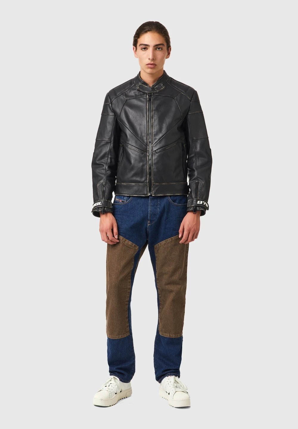 Qualité garantie 100% Diesel L TEAM - Veste en cuir vestes col officier homme 2 Qualité garantie 100% Diesel L TEAM - Veste en cuir vestes col officier homme – Image 2