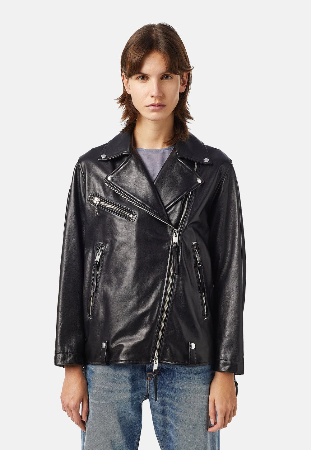 Diesel L EDMEA A - Veste en cuir Prix Sympa vestes col revers femme 1 Diesel L EDMEA A - Veste en cuir Prix Sympa vestes col revers femme