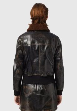 Rabais Diesel L TRACY - Veste en cuir vestes col contrastant femme -Boutique France Diesel f18dcda39cd84ec59daba351052bc8bc